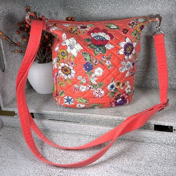Vera Bradley Carson Mini Hobo Crossbody Shoulder Bag in Retired Coral Floral - Picture 3 of 10